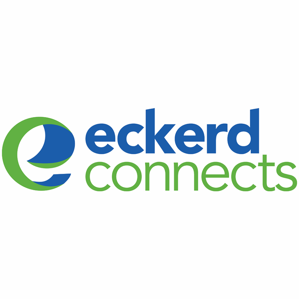The logo features a stylized blue and green "e" next to the words "eckerd connects" in blue and green lowercase letters.