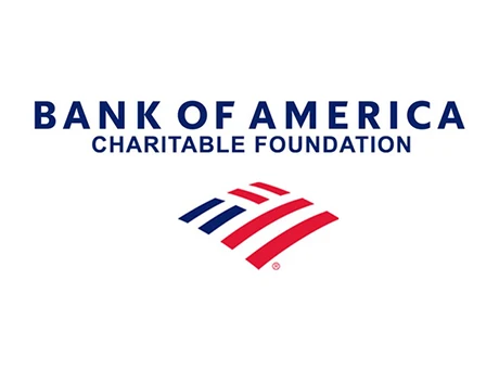 Bank of America Charitable Foundation logo with blue text above a stylized American flag graphic in red and blue, shown in support of Becoming a Partner at Thompson Child and Family Focus.