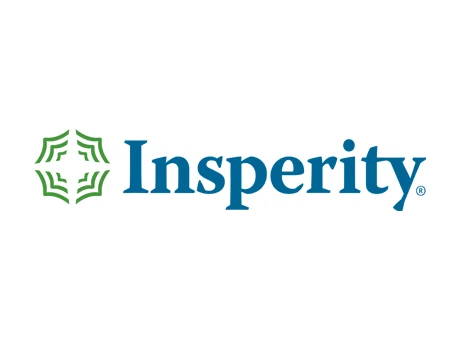 Insperity logo featuring a green abstract geometric icon to the left of the company name in blue text on a white background, symbolizing growth and collaboration—values aligned with Becoming a Partner at Thompson Child and Family Focus.