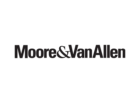 Black text logo reads "Moore & Van Allen" in a bold, sans-serif font on a plain white background, reflecting the professionalism expected when becoming a partner at Thompson Child and Family Focus.