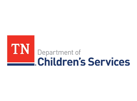 Logo of the Tennessee Department of Children's Services, featuring a red square with "TN" and the department name in gray and blue text, symbolizing collaboration like Becoming a Partner at Thompson Child and Family Focus.